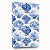 Blue Seashell Pattern Coastal Wall Art - Nautical Beach-Themed Decor Print