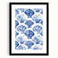 Blue Seashell Pattern Coastal Wall Art - Nautical Beach-Themed Decor Print