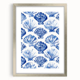 Blue Seashell Pattern Coastal Wall Art - Nautical Beach-Themed Decor Print