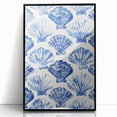Blue Seashell Pattern Coastal Wall Art - Nautical Beach-Themed Decor Print