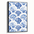 Blue Seashell Pattern Coastal Wall Art - Nautical Beach-Themed Decor Print