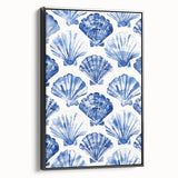 Blue Seashell Pattern Coastal Wall Art - Nautical Beach-Themed Decor Print