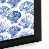 Blue Seashell Pattern Coastal Wall Art - Nautical Beach-Themed Decor Print