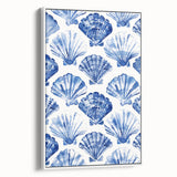 Blue Seashell Pattern Coastal Wall Art - Nautical Beach-Themed Decor Print