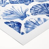 Blue Seashell Pattern Coastal Wall Art - Nautical Beach-Themed Decor Print