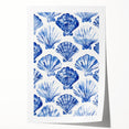Blue Seashell Pattern Coastal Wall Art - Nautical Beach-Themed Decor Print