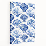 Blue Seashell Pattern Coastal Wall Art - Nautical Beach-Themed Decor Print