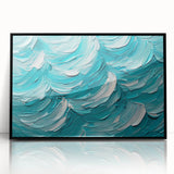 Textured Abstract Coastal Wall Art – Ocean Waves Blue Seaside Print