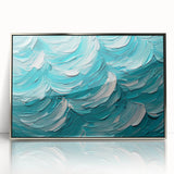 Textured Abstract Coastal Wall Art – Ocean Waves Blue Seaside Print