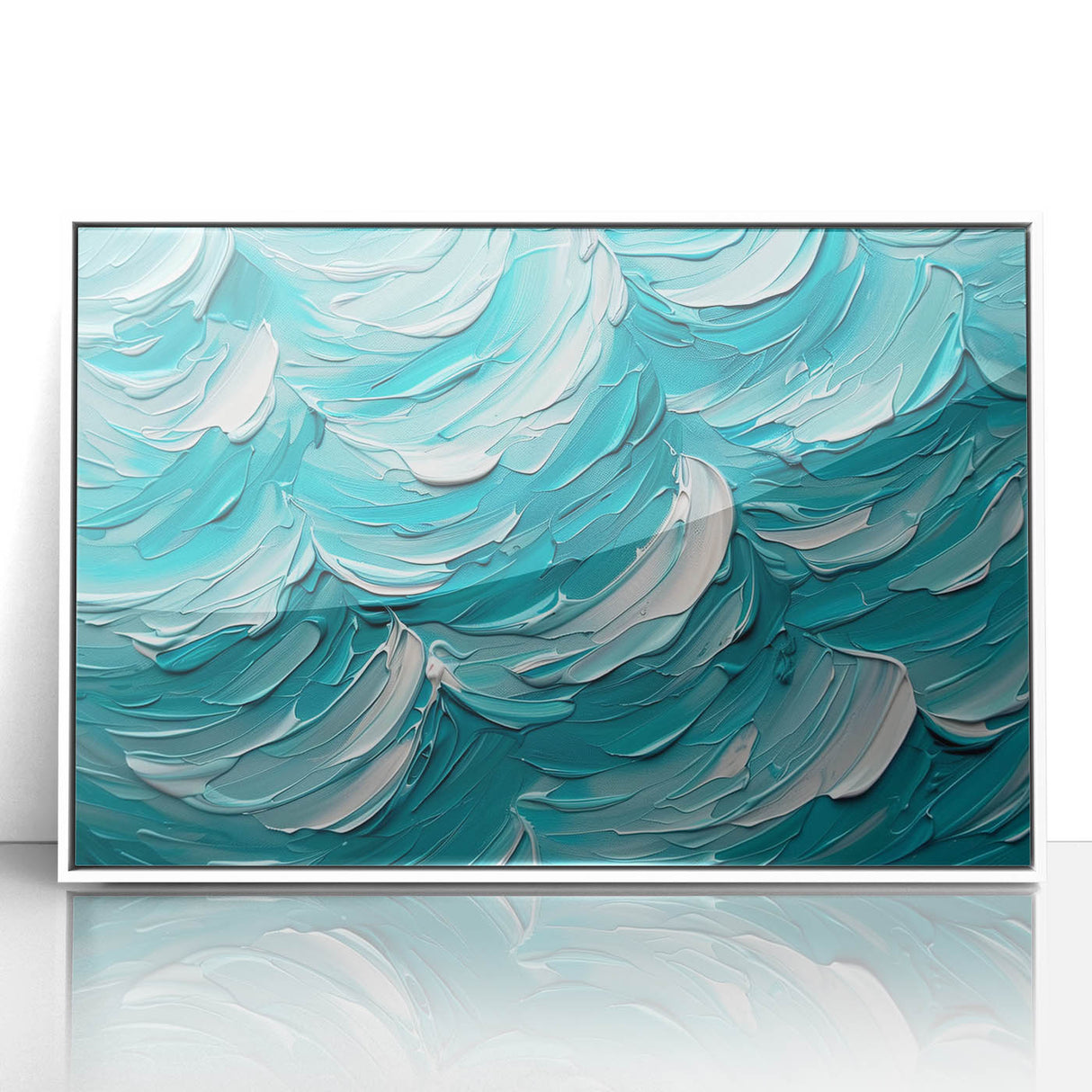 Textured Abstract Coastal Wall Art – Ocean Waves Blue Seaside Print