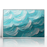 Textured Abstract Coastal Wall Art – Ocean Waves Blue Seaside Print