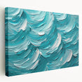 Textured Abstract Coastal Wall Art – Ocean Waves Blue Seaside Print