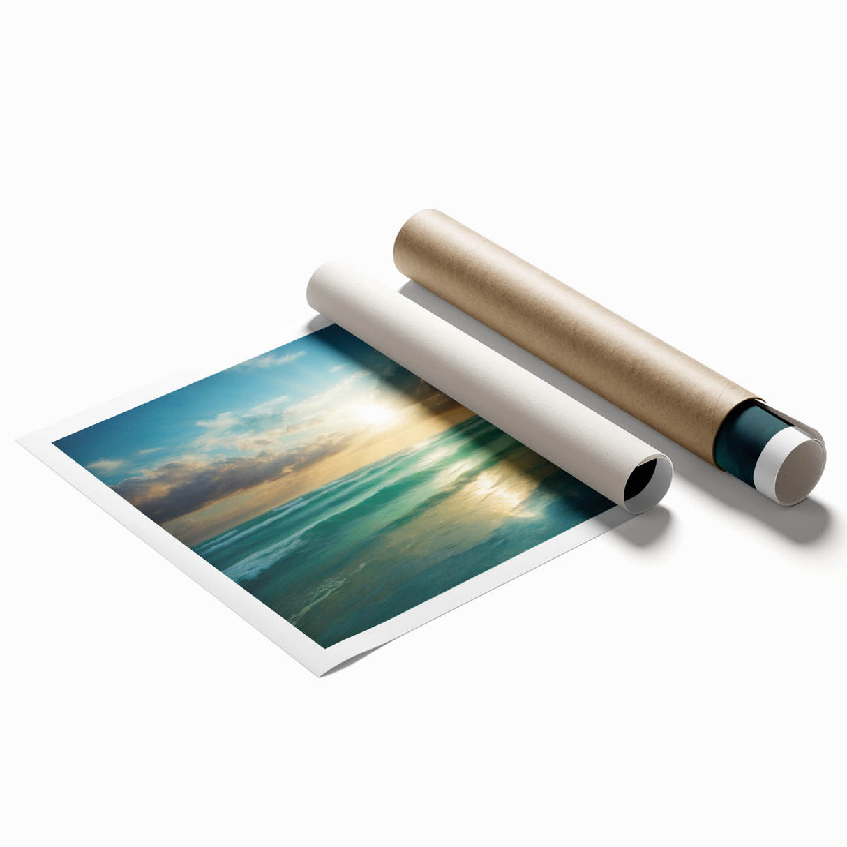 Beach-Themed Art – Sunlit Ocean Waves Coastal Wall Art for Nautical Décor