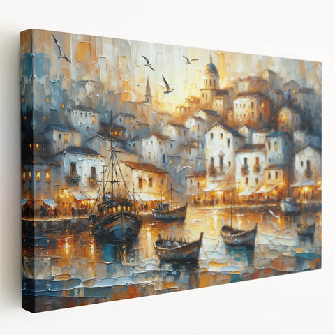 Seaside Village Coastal Wall Art – Nautical Decor for Home Interiors