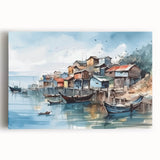 Seaside Artwork – Coastal Village Nautical Decor for Beach-Themed Homes