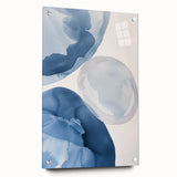 Abstract Blue Watercolor Circles Coastal Wall Art - Nautical Decor Print
