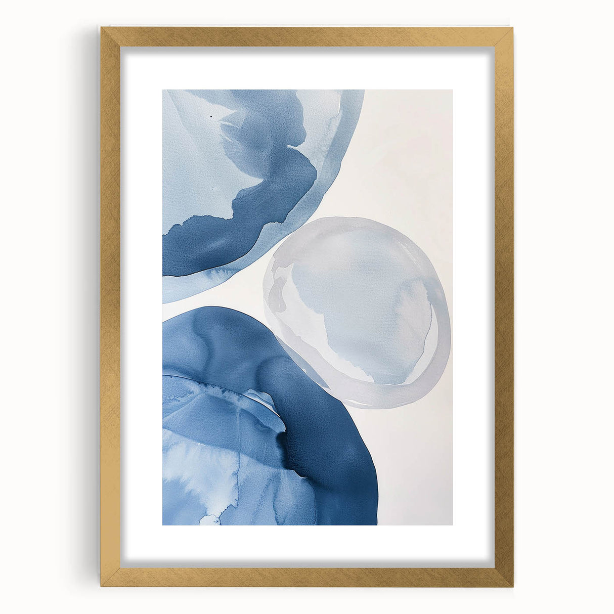 Abstract Blue Watercolor Circles Coastal Wall Art - Nautical Decor Print