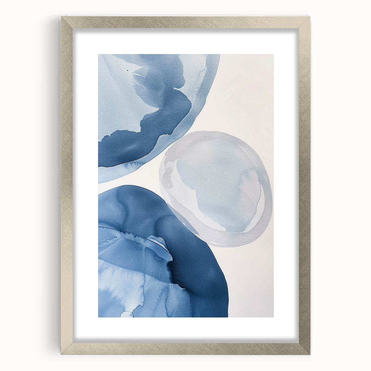 Abstract Blue Watercolor Circles Coastal Wall Art - Nautical Decor Print