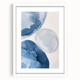 Abstract Blue Watercolor Circles Coastal Wall Art - Nautical Decor Print
