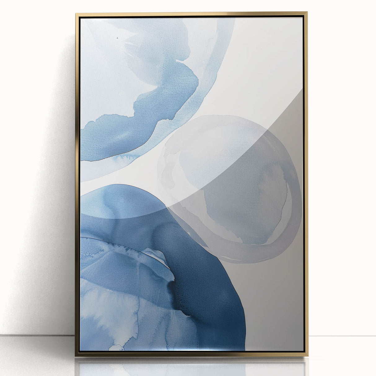 Abstract Blue Watercolor Circles Coastal Wall Art - Nautical Decor Print