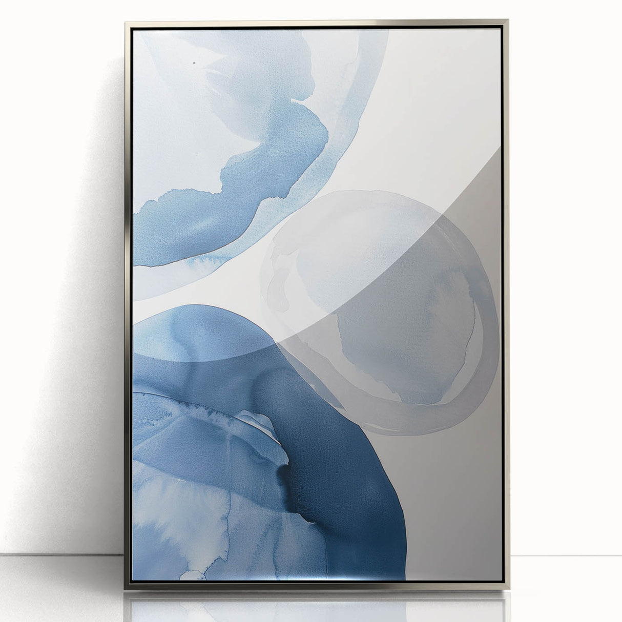 Abstract Blue Watercolor Circles Coastal Wall Art - Nautical Decor Print