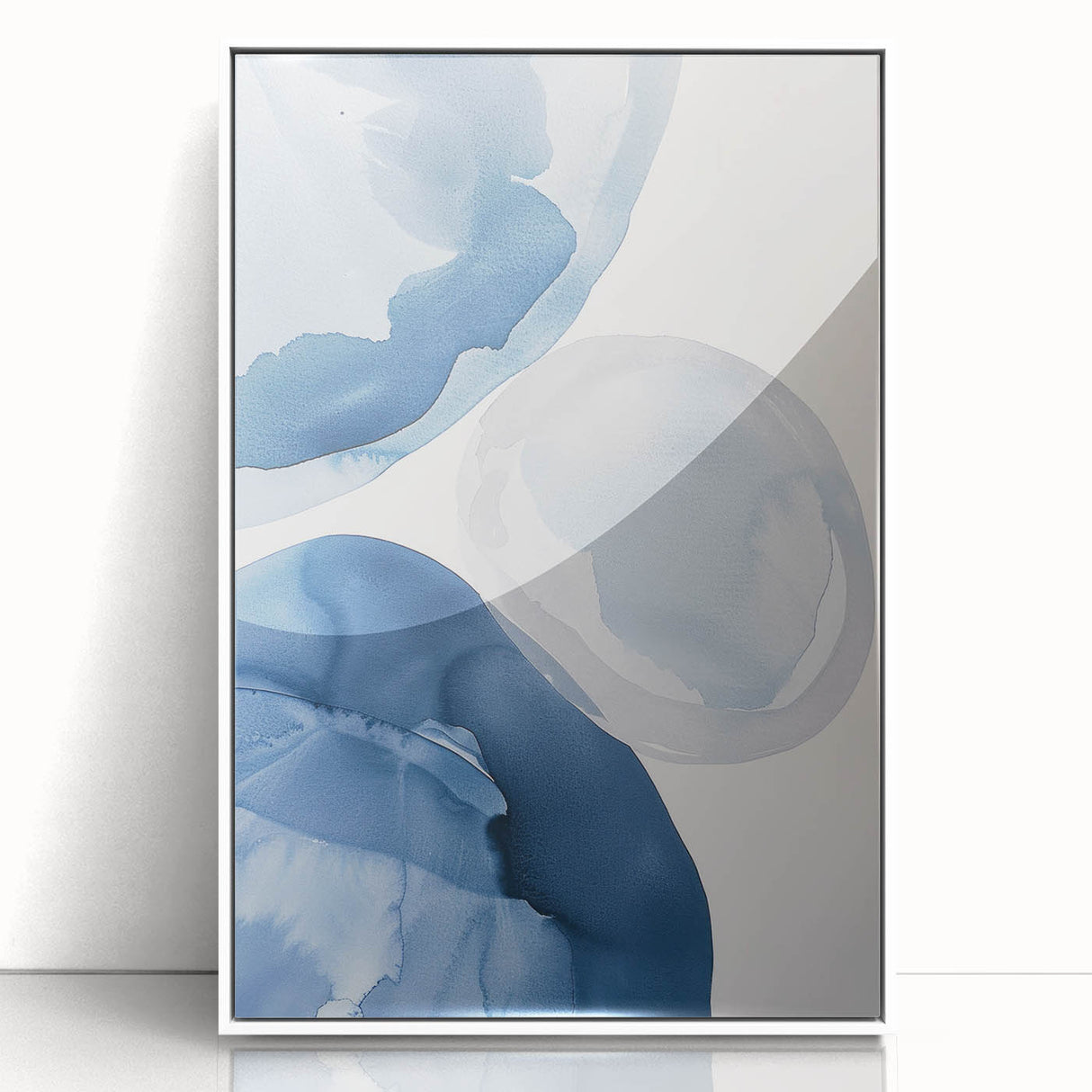 Abstract Blue Watercolor Circles Coastal Wall Art - Nautical Decor Print