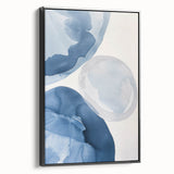 Abstract Blue Watercolor Circles Coastal Wall Art - Nautical Decor Print