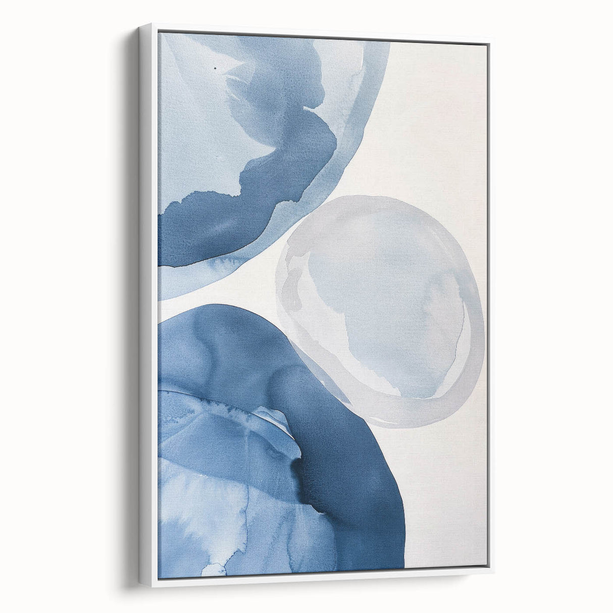 Abstract Blue Watercolor Circles Coastal Wall Art - Nautical Decor Print
