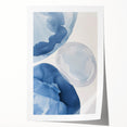 Abstract Blue Watercolor Circles Coastal Wall Art - Nautical Decor Print