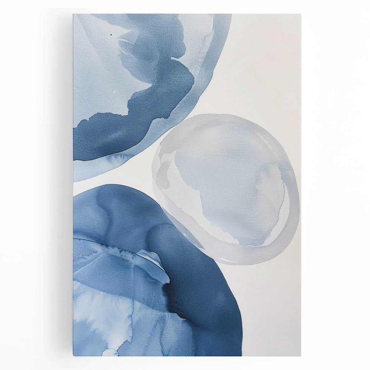 Abstract Blue Watercolor Circles Coastal Wall Art - Nautical Decor Print