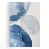 Abstract Blue Watercolor Circles Coastal Wall Art - Nautical Decor Print