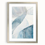 Abstract Blue and Gray Coastal Wall Art - Modern Nautical Decor Print