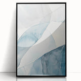 Abstract Blue and Gray Coastal Wall Art - Modern Nautical Decor Print