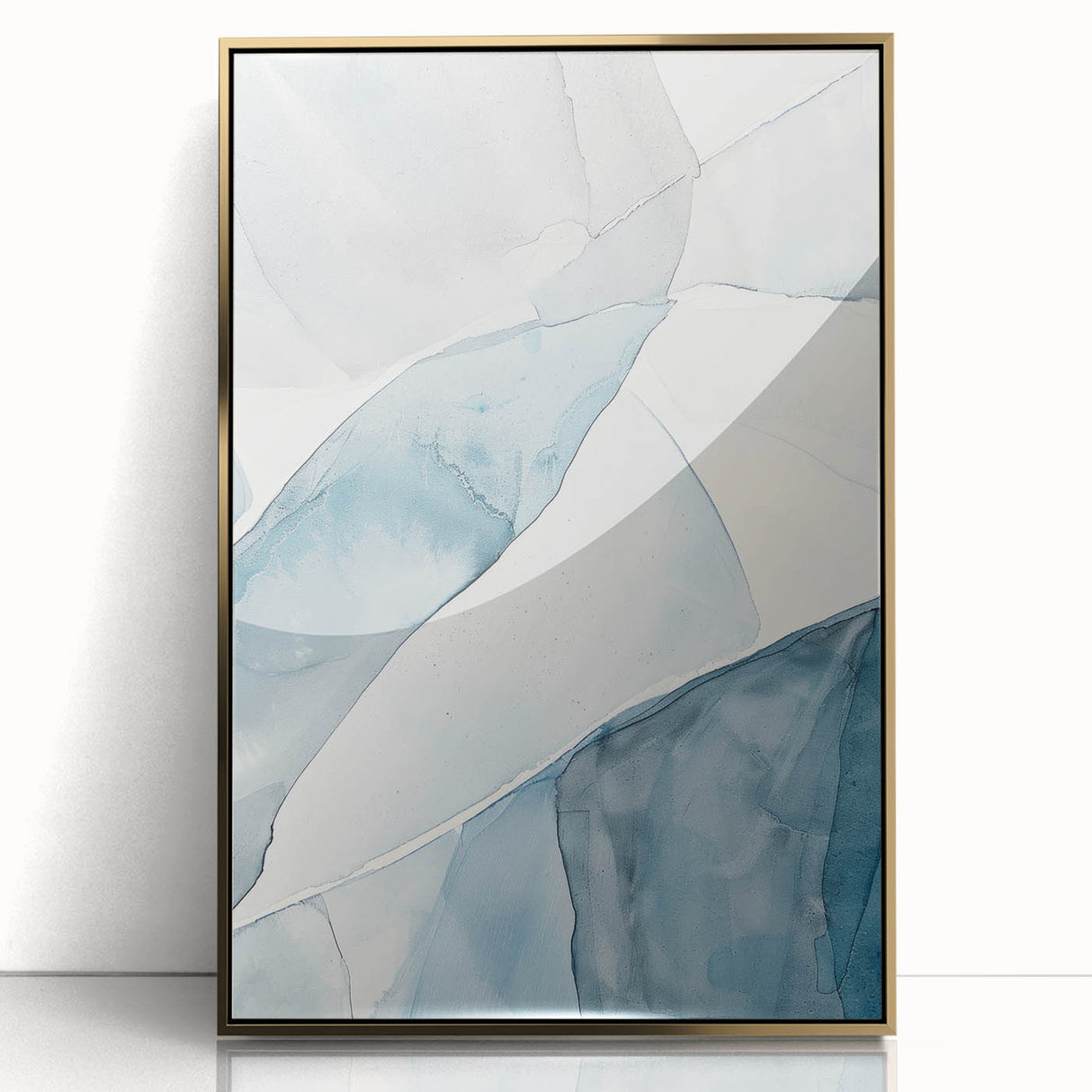 Abstract Blue and Gray Coastal Wall Art - Modern Nautical Decor Print
