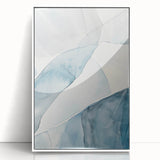 Abstract Blue and Gray Coastal Wall Art - Modern Nautical Decor Print