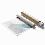 Abstract Blue and Gray Coastal Wall Art - Modern Nautical Decor Print