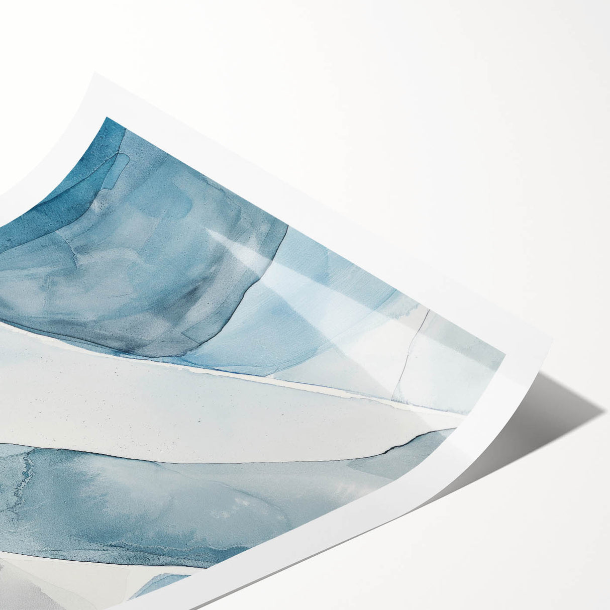 Abstract Blue and Gray Coastal Wall Art - Modern Nautical Decor Print