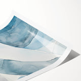 Abstract Blue and Gray Coastal Wall Art - Modern Nautical Decor Print