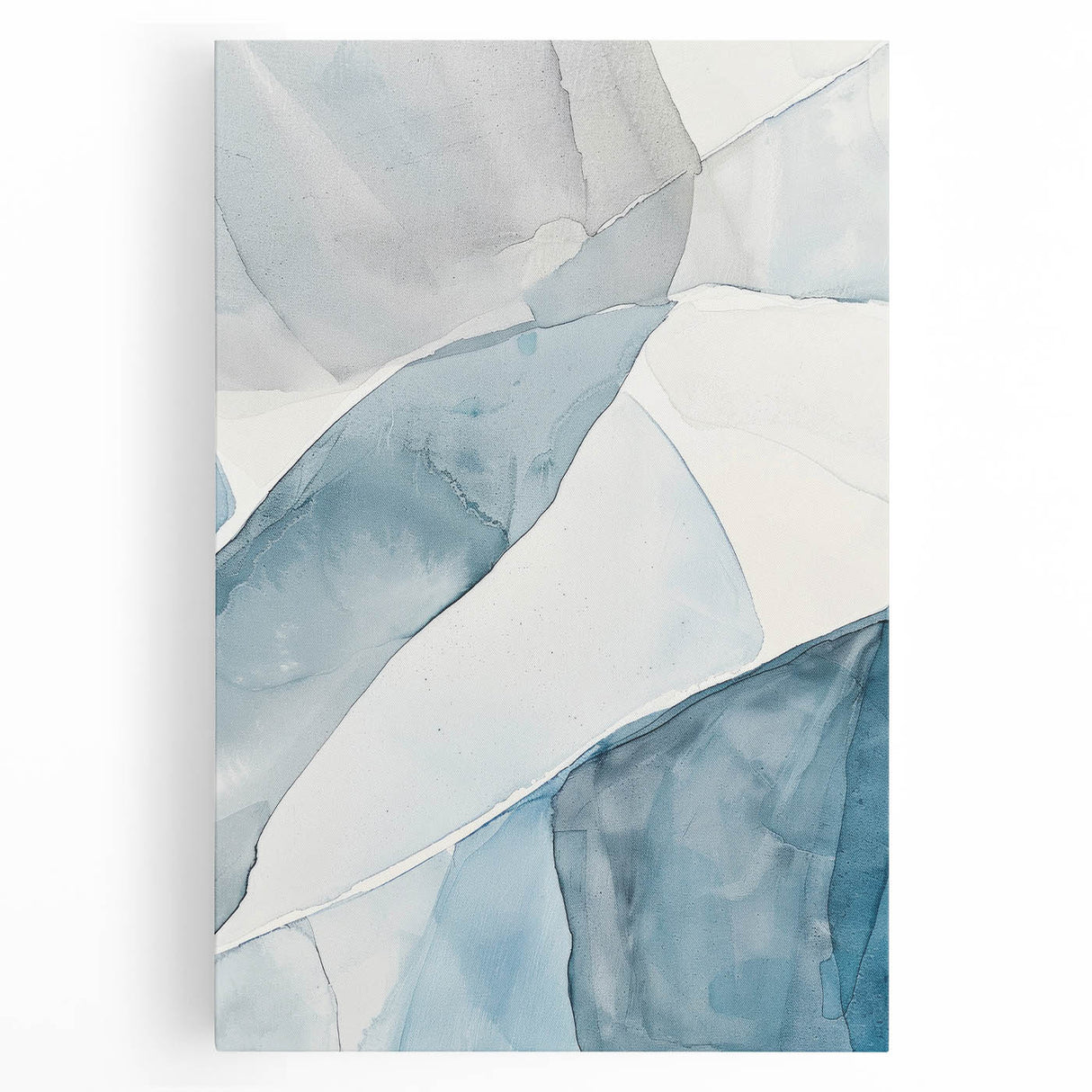 Abstract Blue and Gray Coastal Wall Art - Modern Nautical Decor Print