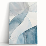 Abstract Blue and Gray Coastal Wall Art - Modern Nautical Decor Print
