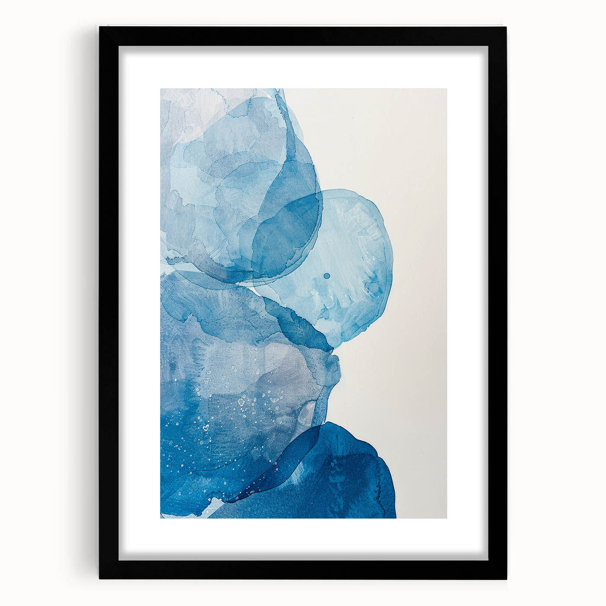 Abstract Blue Watercolor Circles Coastal Wall Art - Beach Decor Print