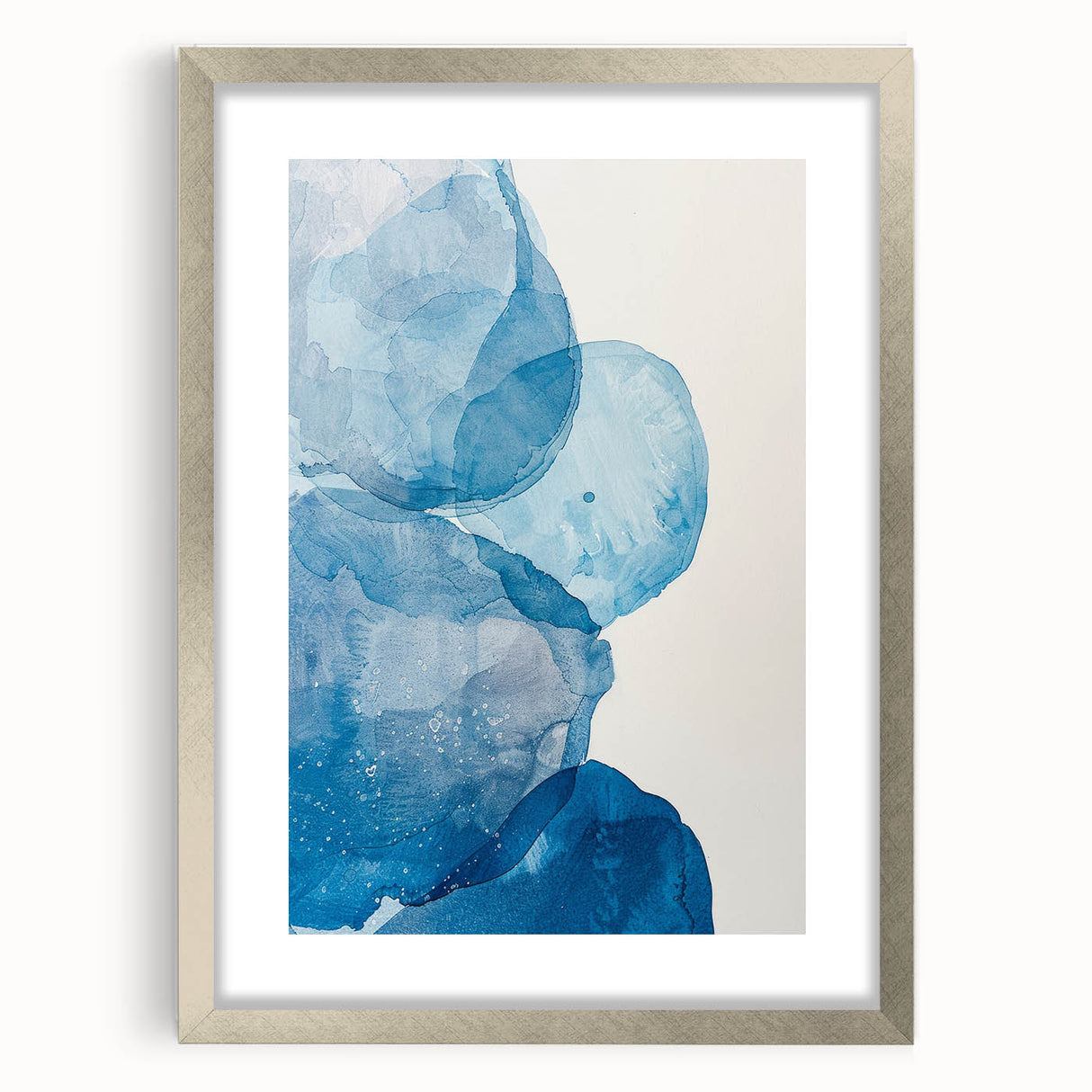 Abstract Blue Watercolor Circles Coastal Wall Art - Beach Decor Print