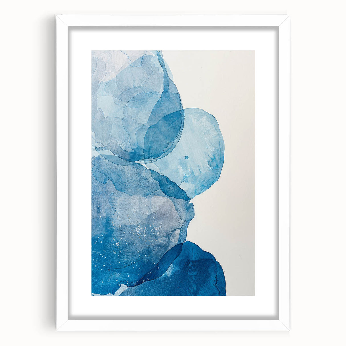 Abstract Blue Watercolor Circles Coastal Wall Art - Beach Decor Print