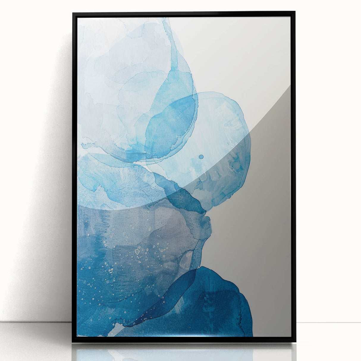 Abstract Blue Watercolor Circles Coastal Wall Art - Beach Decor Print