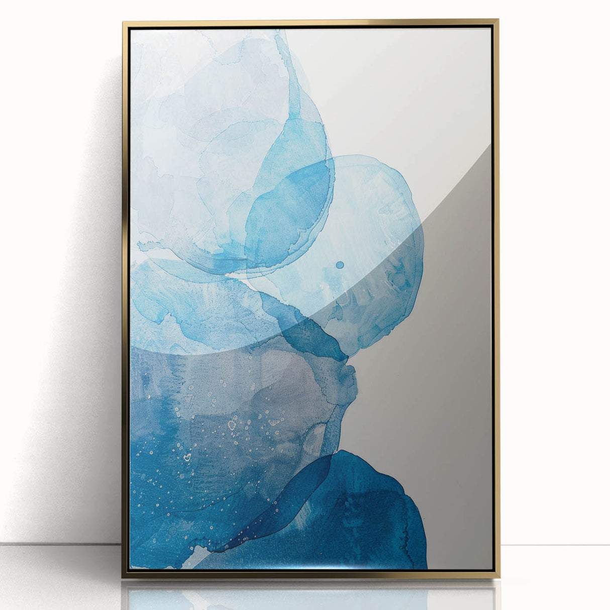 Abstract Blue Watercolor Circles Coastal Wall Art - Beach Decor Print