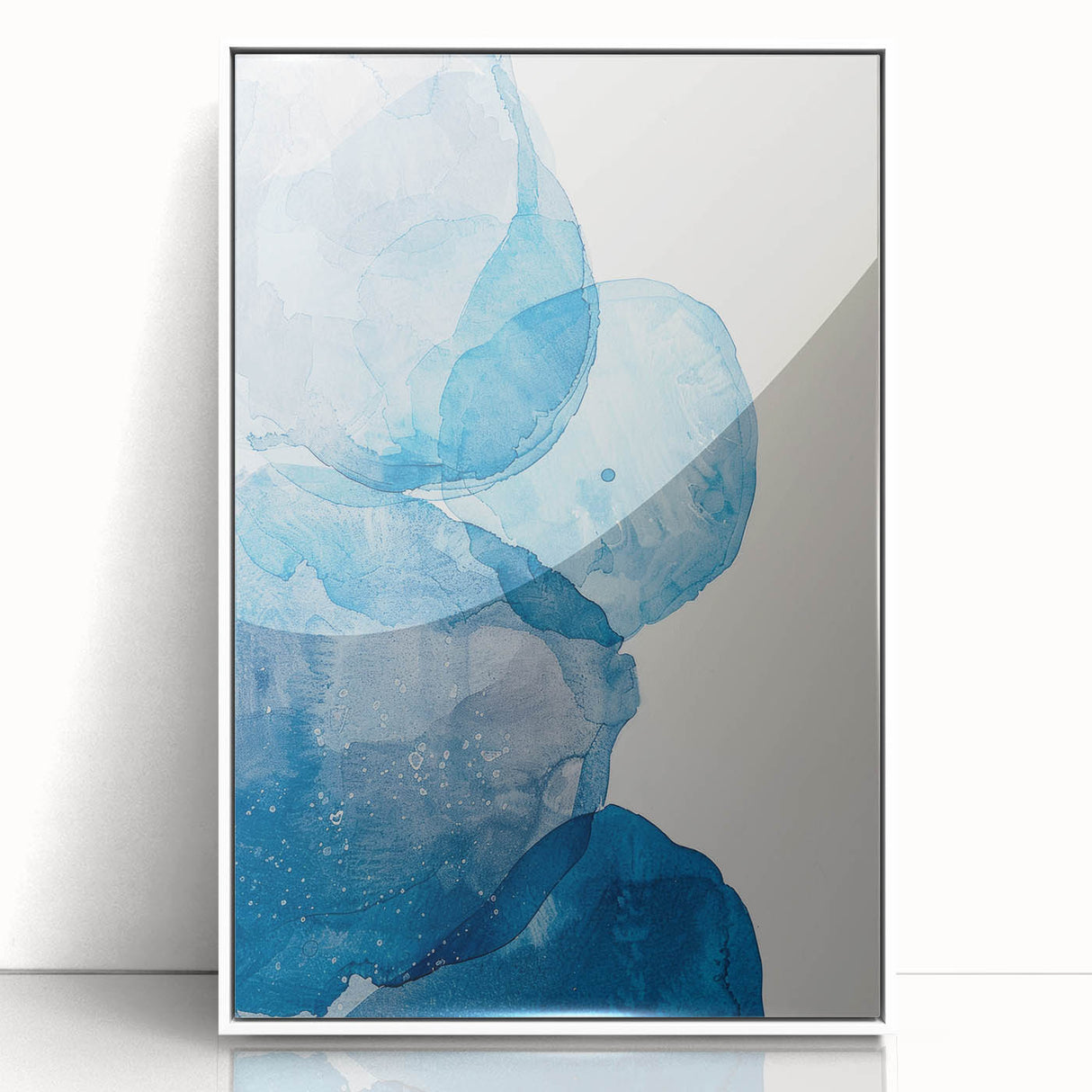 Abstract Blue Watercolor Circles Coastal Wall Art - Beach Decor Print