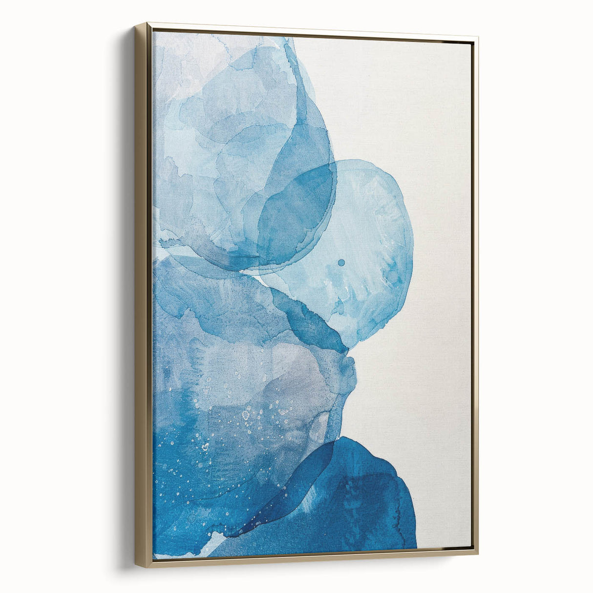 Abstract Blue Watercolor Circles Coastal Wall Art - Beach Decor Print