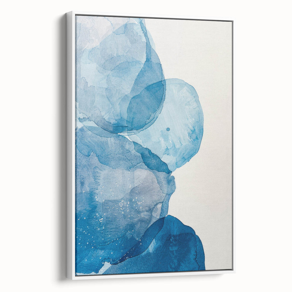 Abstract Blue Watercolor Circles Coastal Wall Art - Beach Decor Print