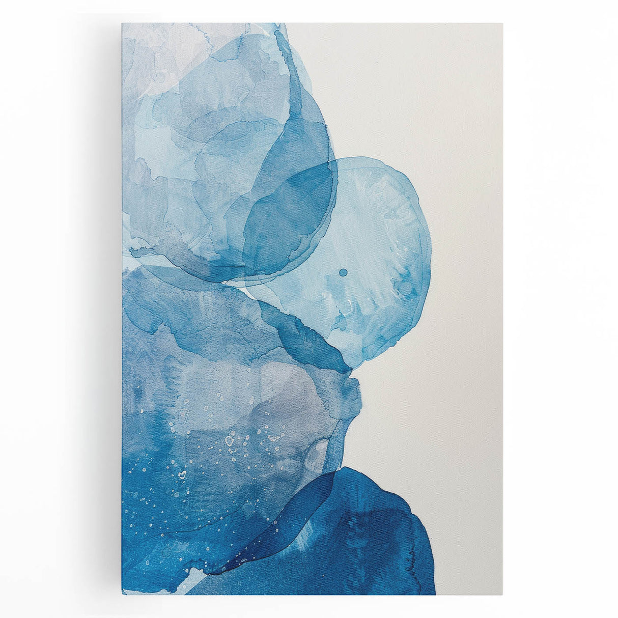 Abstract Blue Watercolor Circles Coastal Wall Art - Beach Decor Print