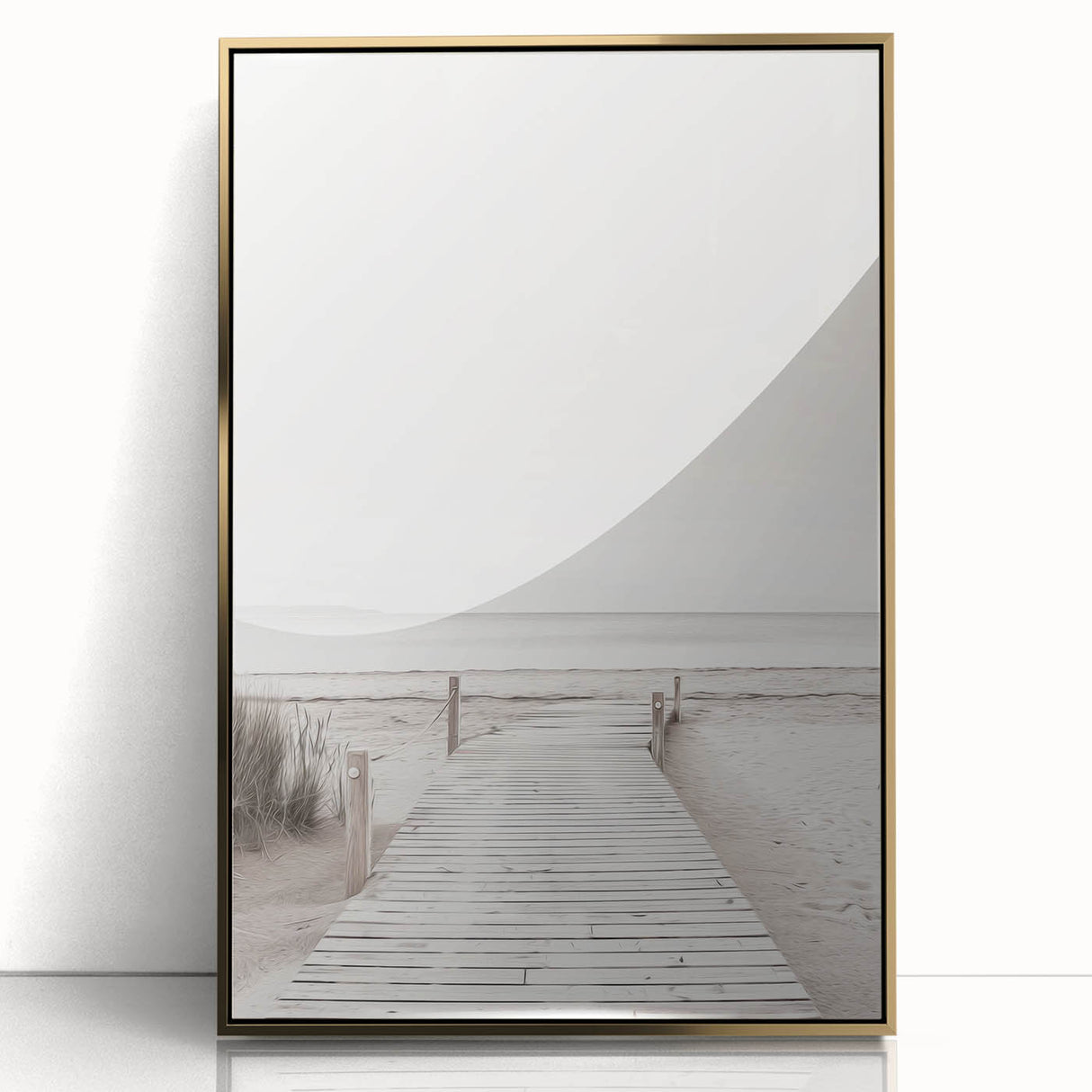 Minimalist Beach Boardwalk Coastal Wall Art - Seaside Nautical Decor
